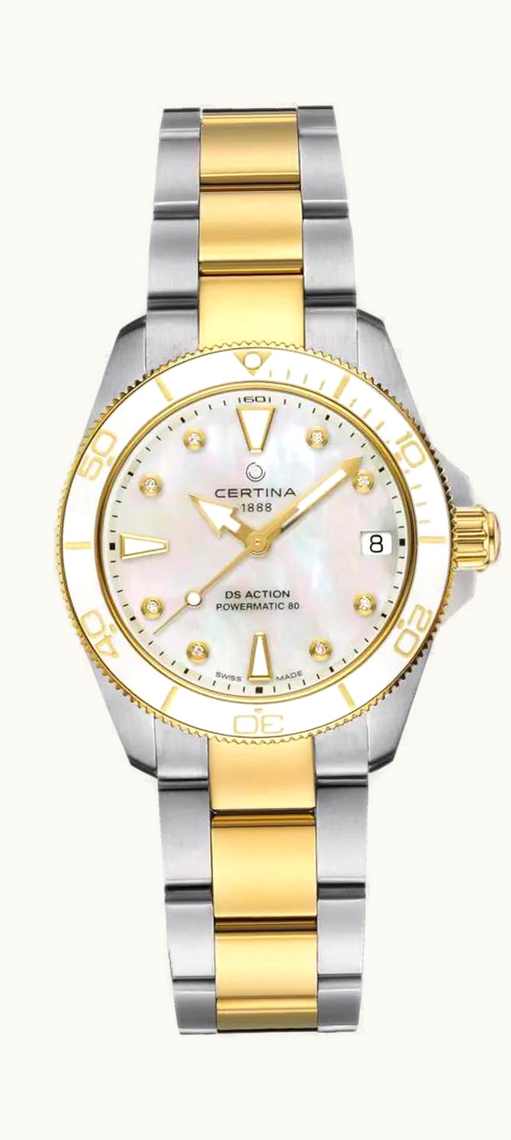 Certina DS Action Lady 34.5 Stainless Steel - Yellow Gold / MOP