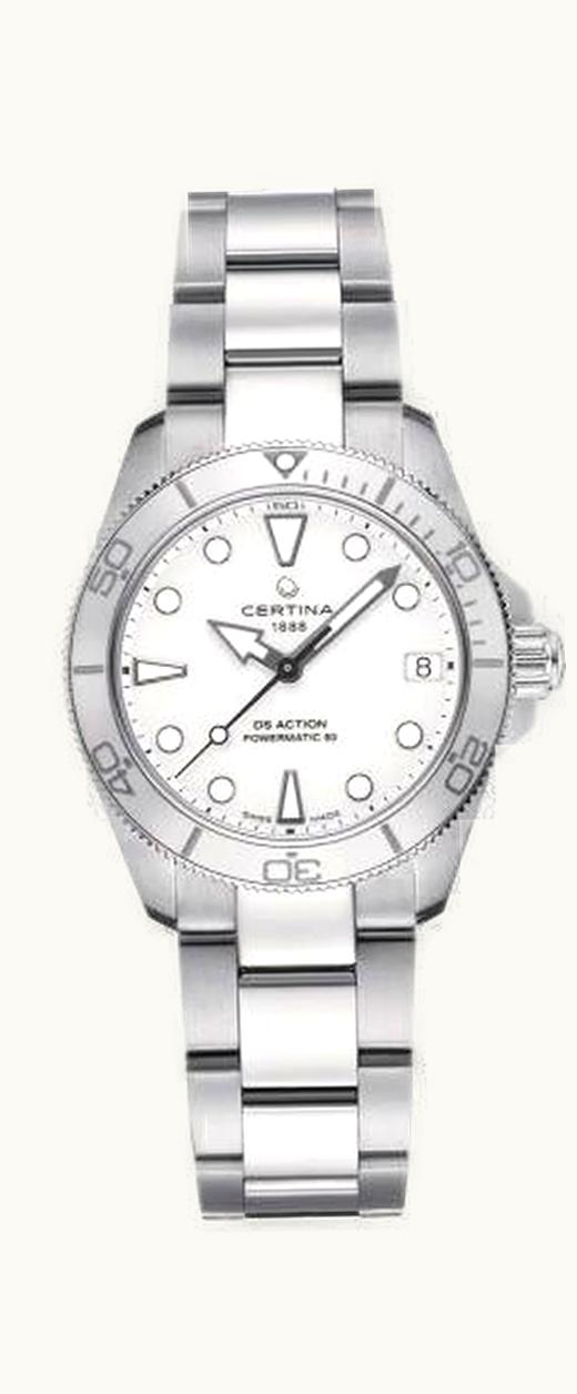 Certina DS Action Lady 34.5 Stainless Steel / White