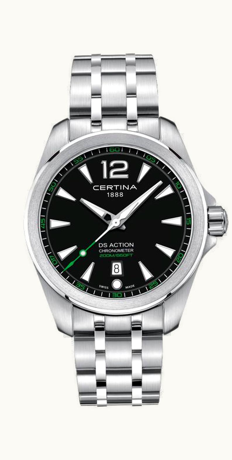 Certina DS Action Chronometer Stainless Steel / Black / Bracelet