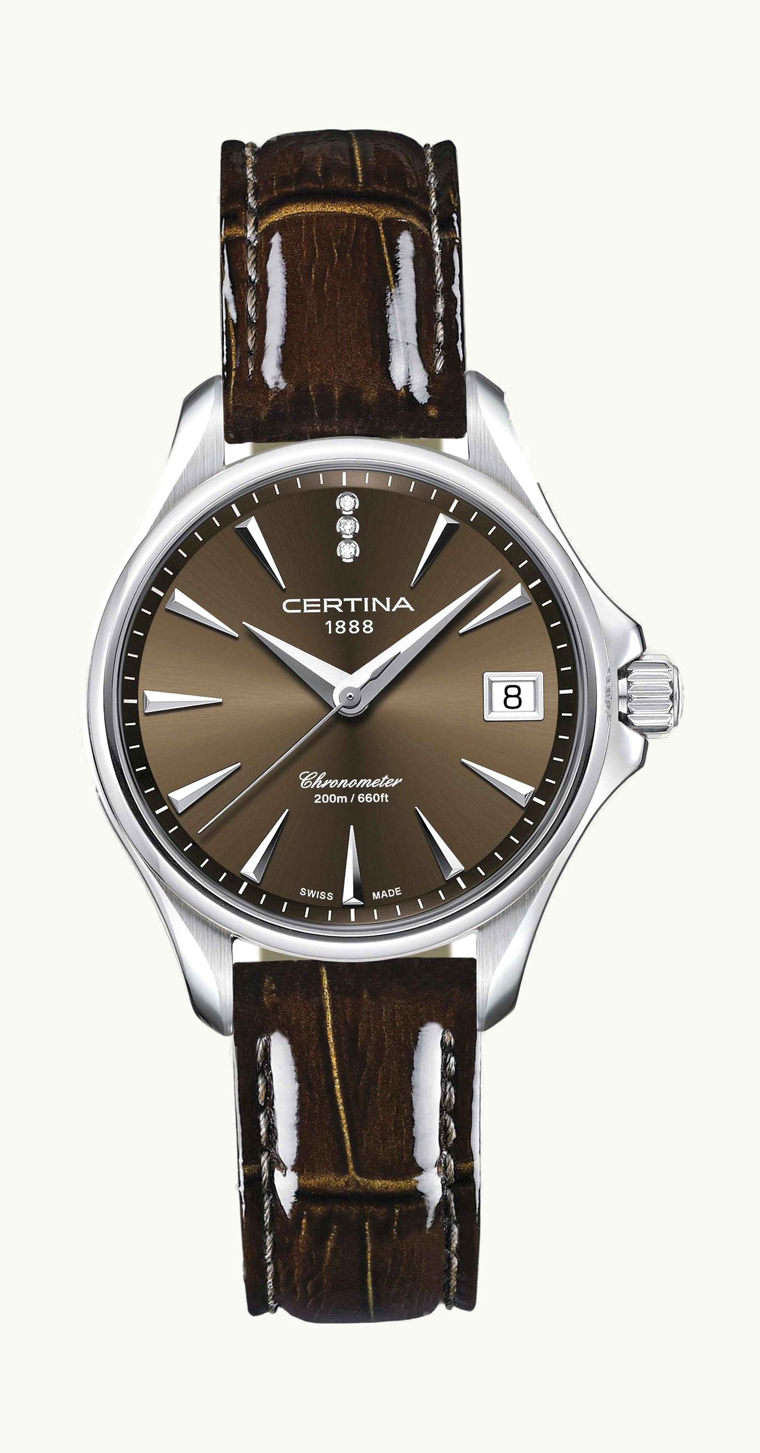 Certina DS Action Diamonds 33.8 Stainless Steel / Brown / Strap
