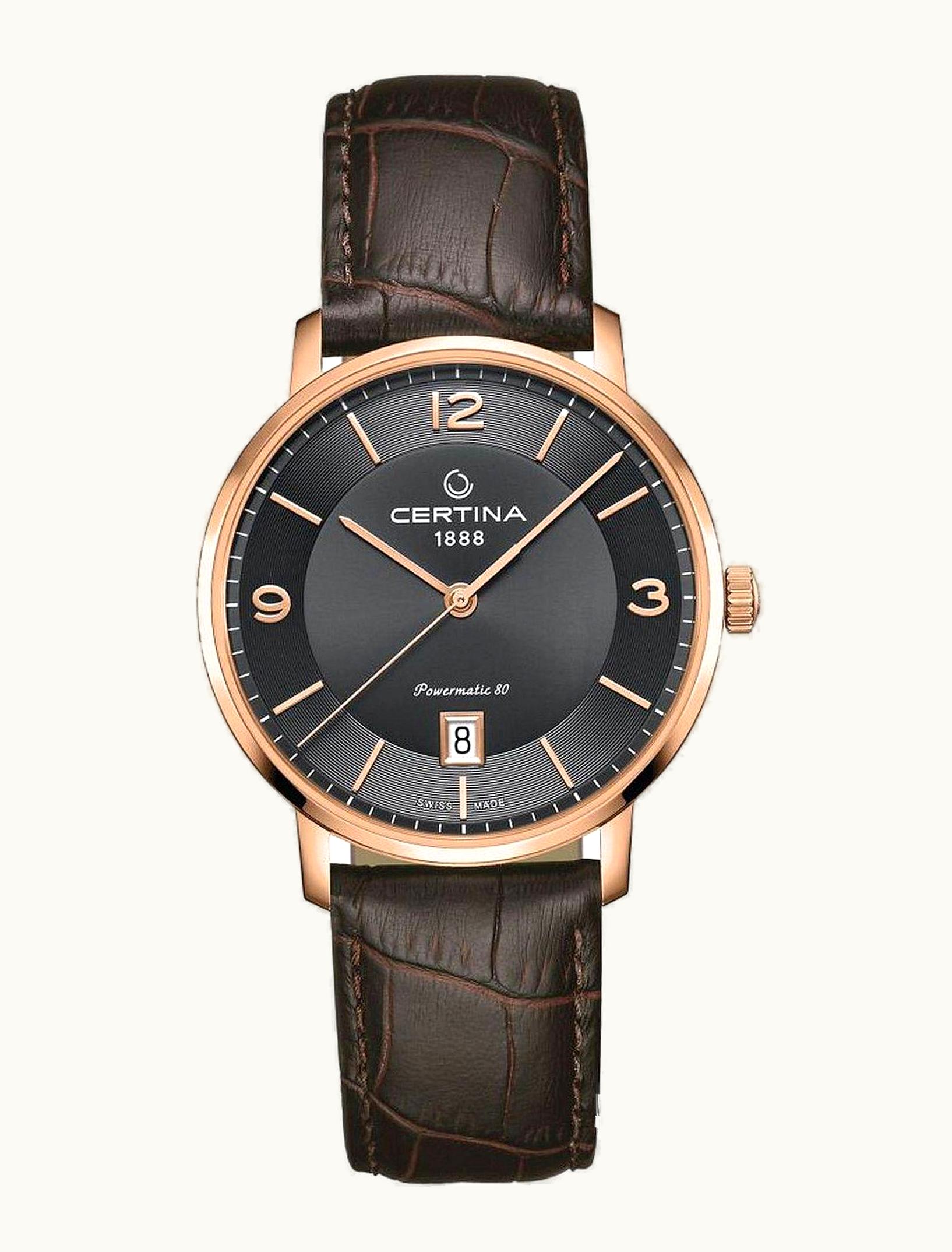 Certina DS Caimano Powermatic 80 Rose Gold PVD / Grey / Strap