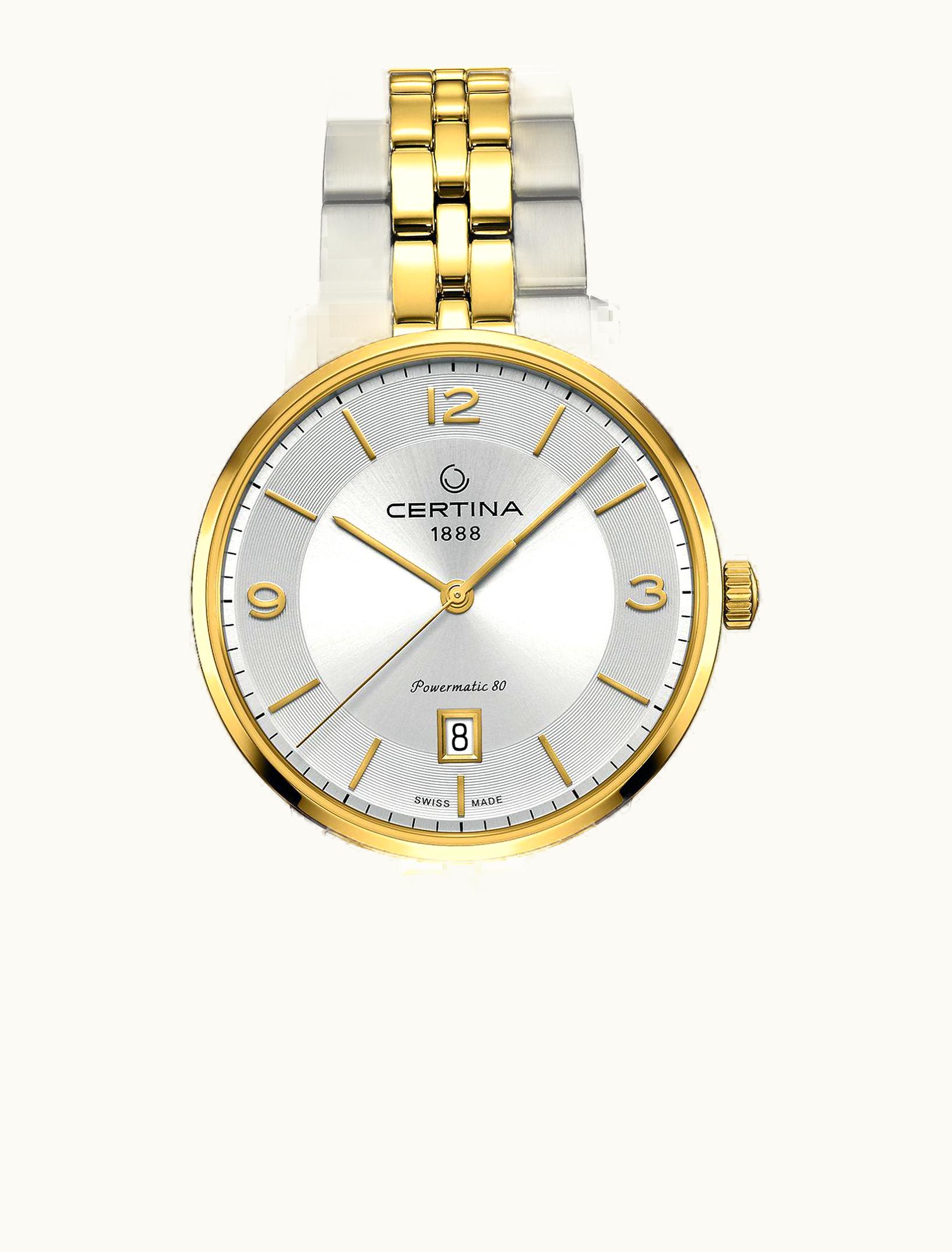 Certina DS Caimano Powermatic 80 Stainless Steel / Yellow Gold PVD / Silver / Bracelet