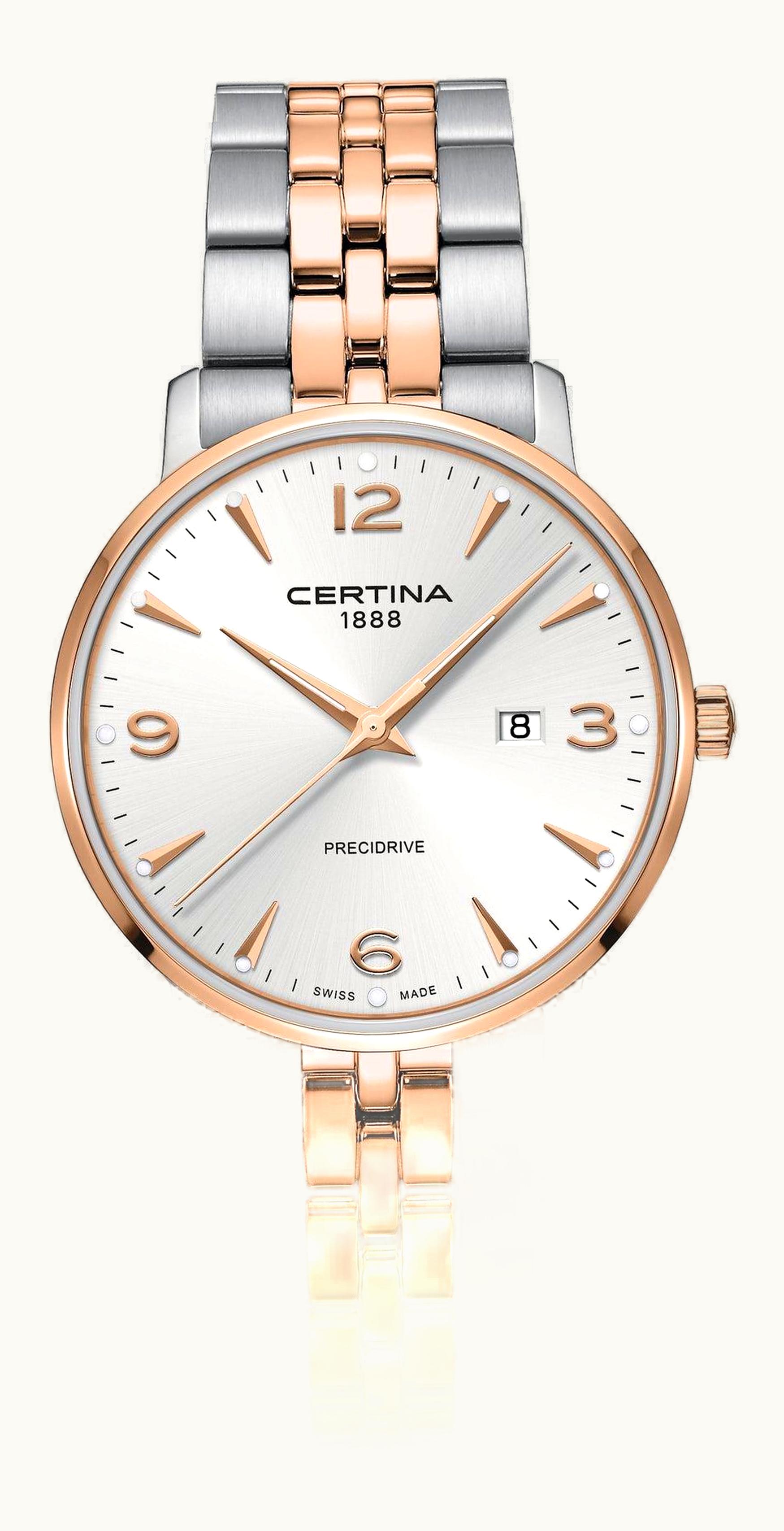 Certina DS Caimano 39 Stainless Steel / Rose Gold PVD / Silver / Bracelet