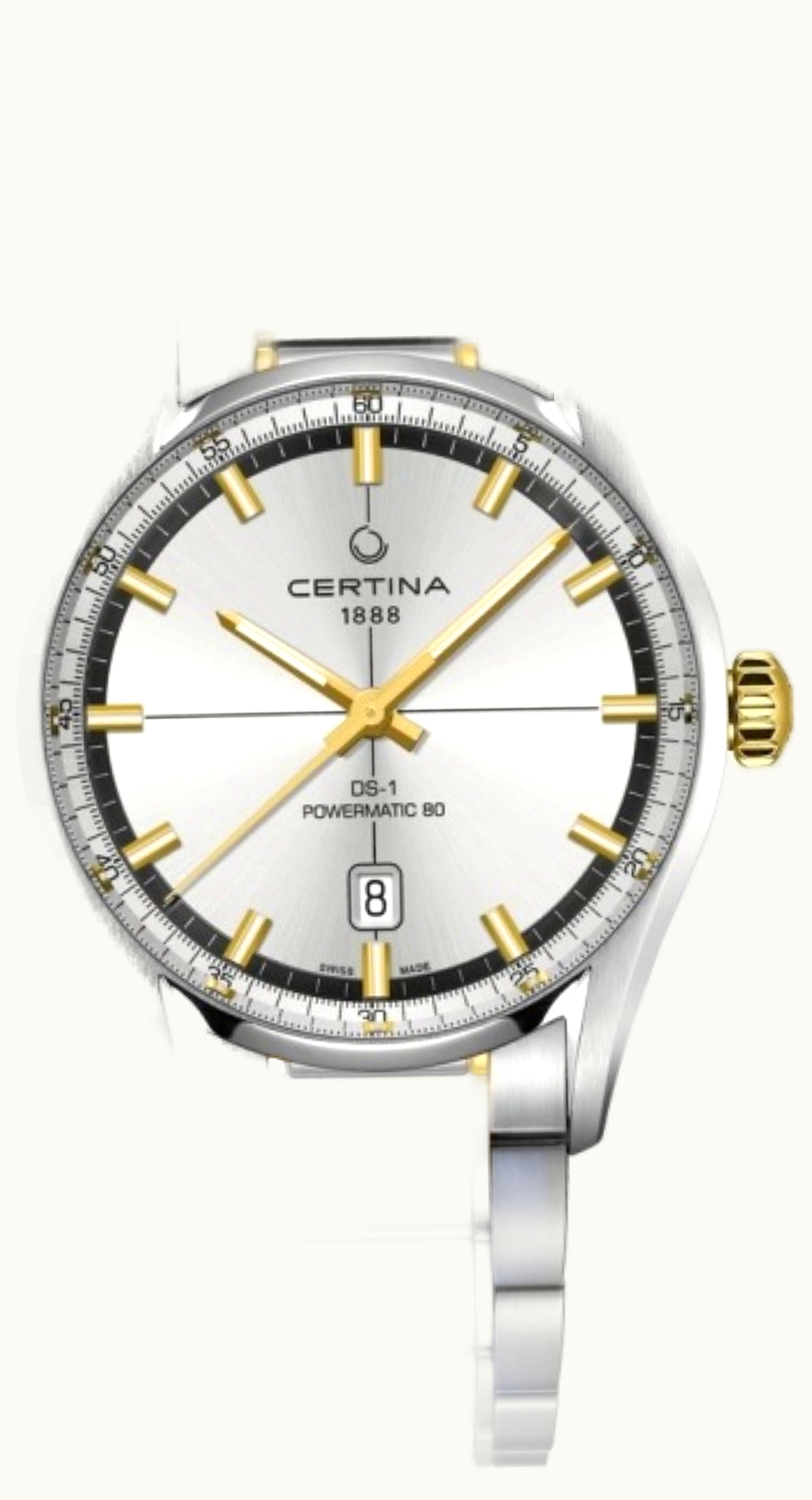Certina DS Caimano Powermatic 80 Stainless Steel / Rose Gold PVD / Silver / Bracelet