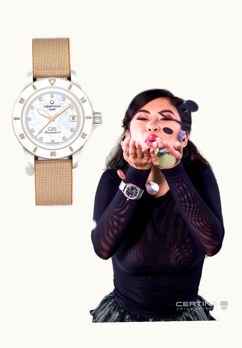 Certina DS First Lady Ceramic Rose White Bracelet