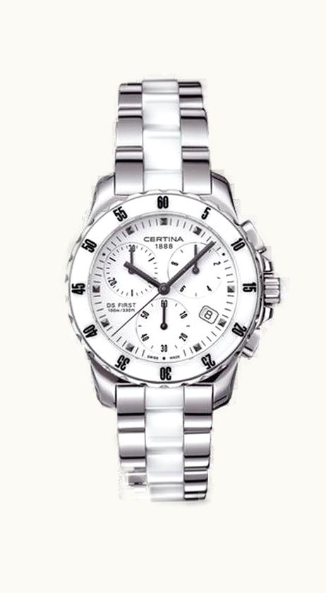 Certina DS First Lady Ceramic Chrono White Bracelet
