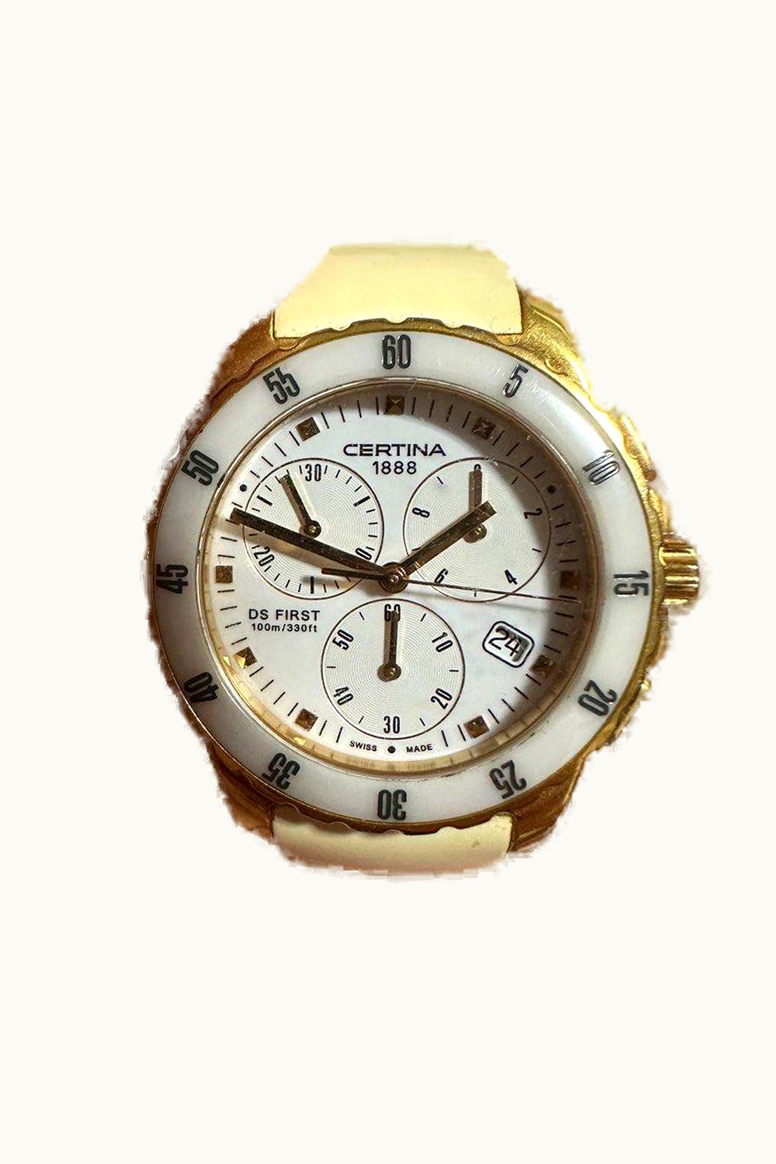 Certina Ds First Lady Chronograph Moon Phase Rose Gold - Ceramic / Black