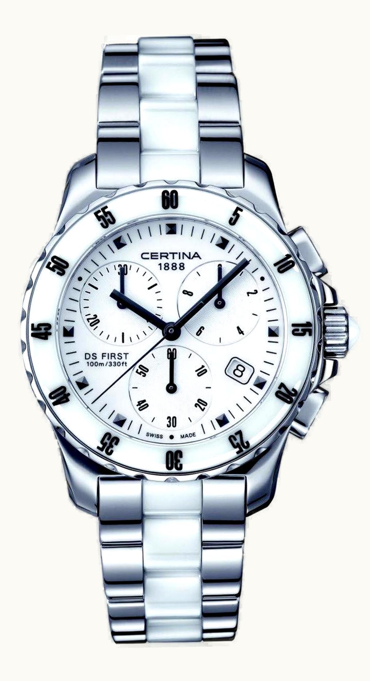 Certina DS First Lady Ceramic Chrono White Bracelet
