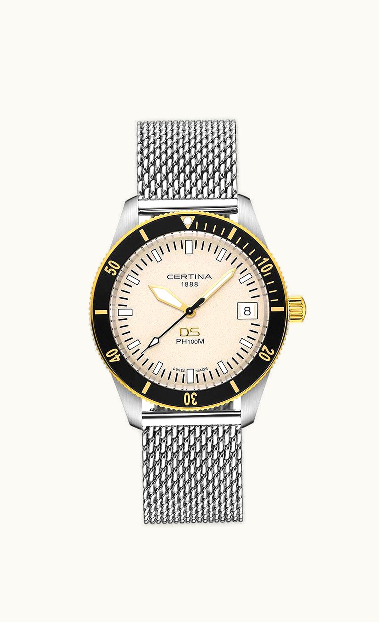 Certina DS PH100M Stainless Steel - Yellow Gold / Silver / Mesh