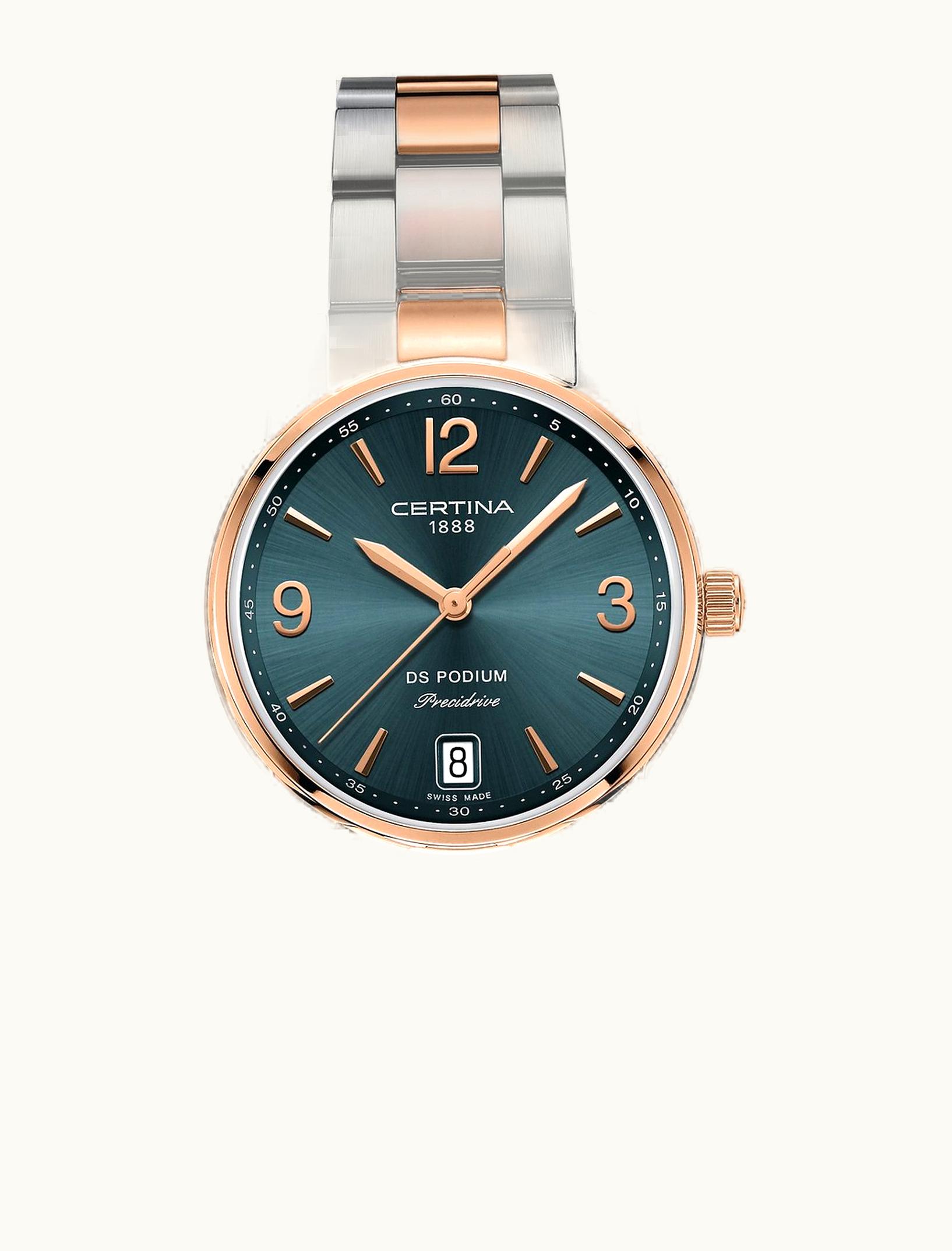 Certina DS Podium 33 Stainless Steel / Rose Gold PVD / Green / Bracelet