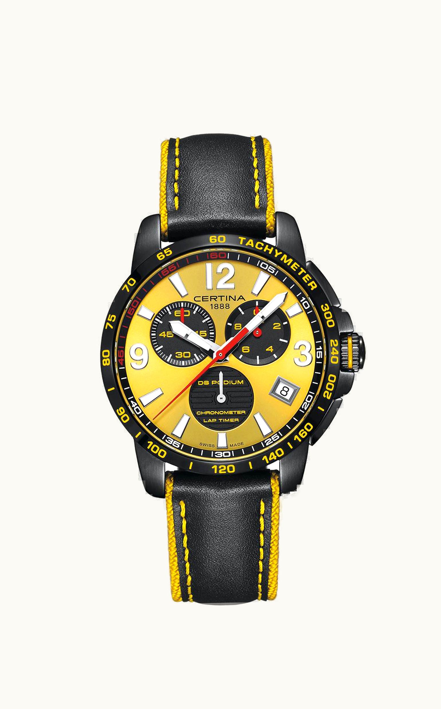 Certina DS Podium Lap Timer PVD / Yellow