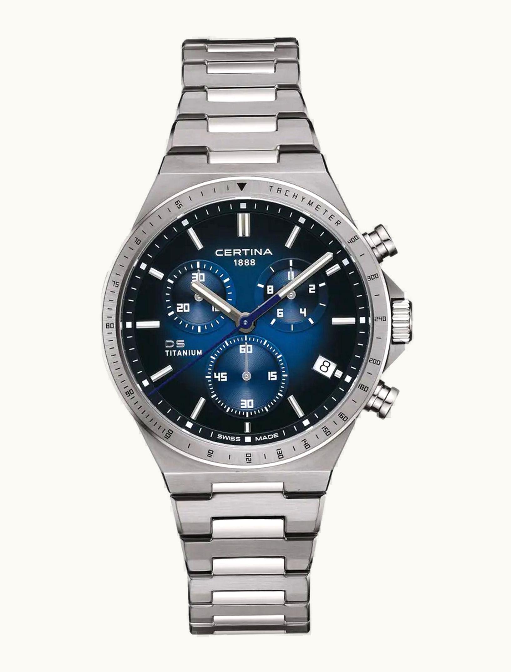 Certina DS-7 Chronograph Titanium / Blue / Bracelet