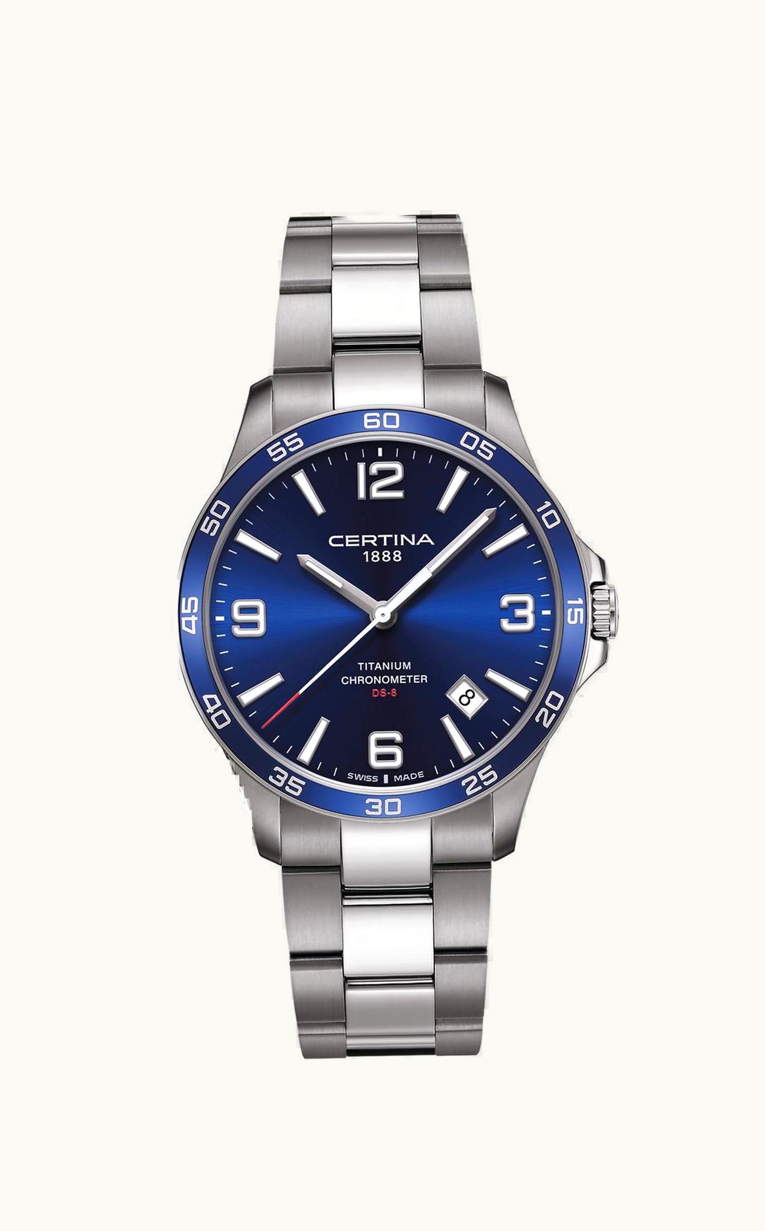 Certina DS-8 Chronometer 41.5 Titanium / Blue / Bracelet
