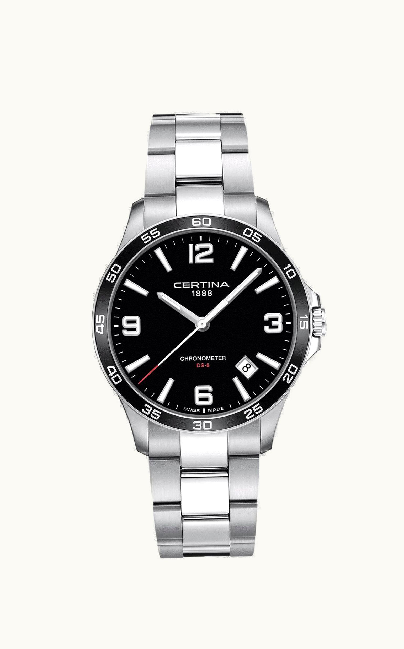 Certina DS-8 Chronometer 41.5 Stainless Steel / Black / Bracelet