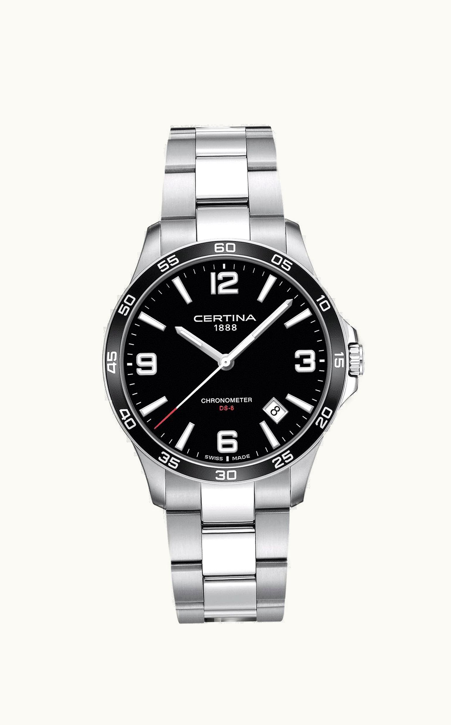 Certina DS-8 Chronometer 41.5 Stainless Steel / Black / Bracelet