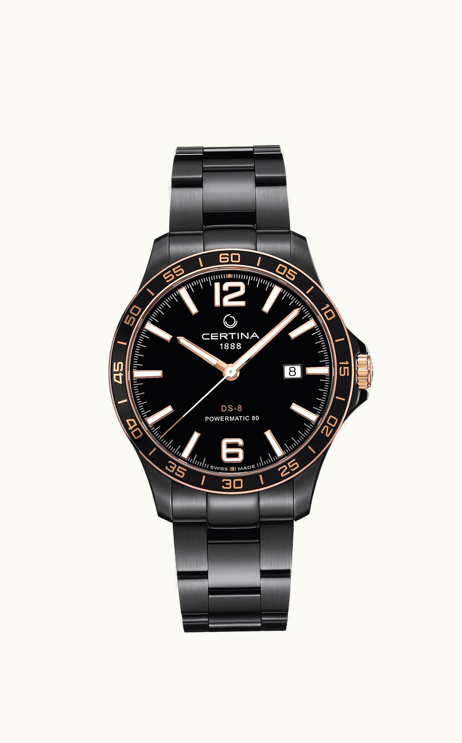 Certina DS-8 Powermatic PVD - Rose Gold / Black / Bracelet