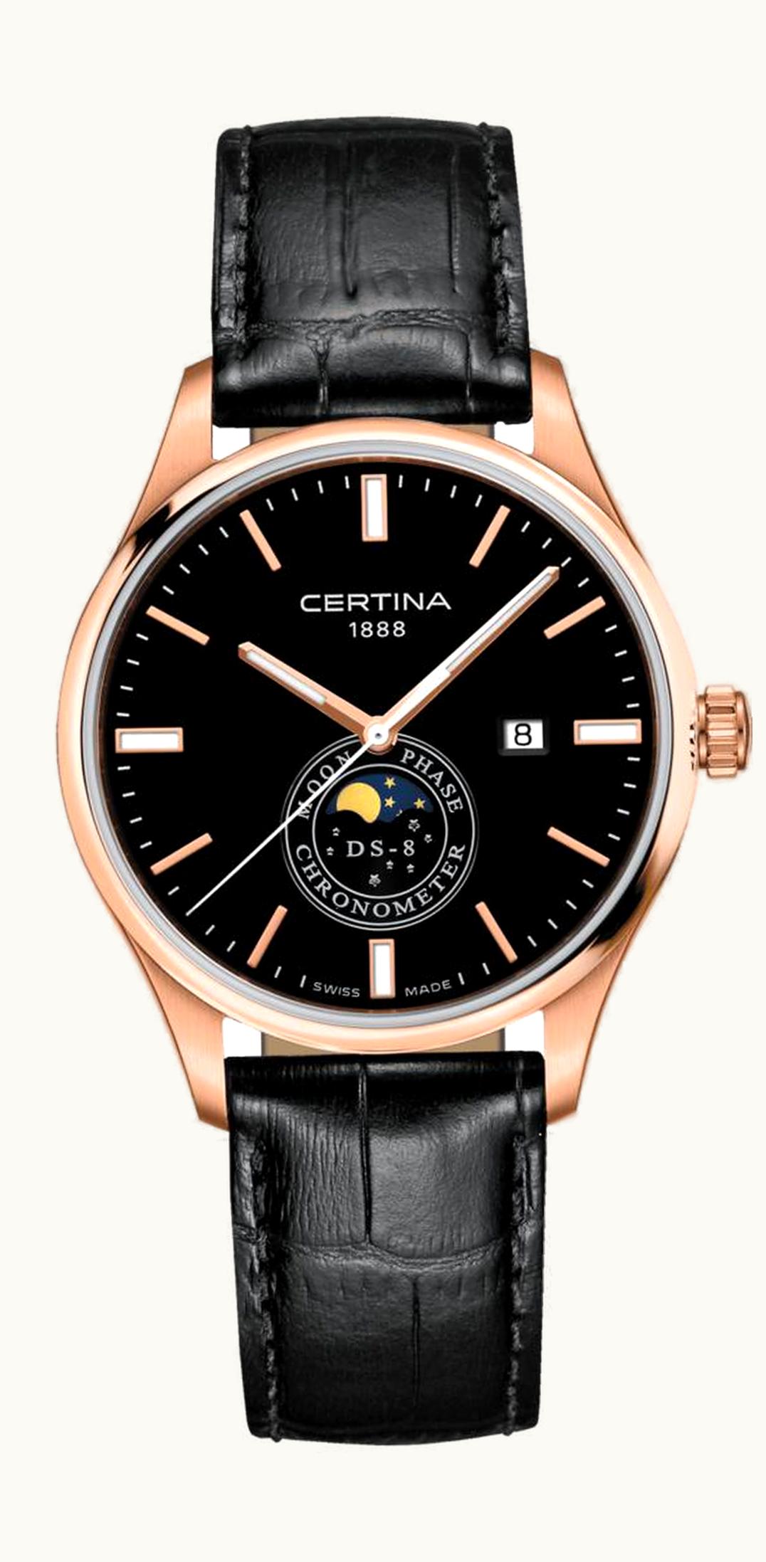 Certina D8-8 Moon Phase Rose Gold / Black