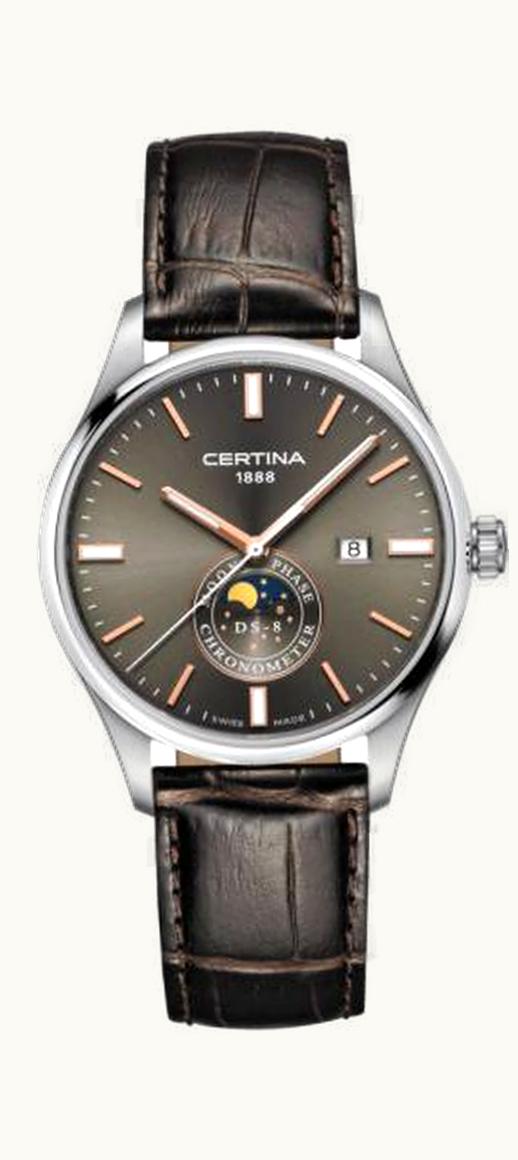 Certina DS-8 Moon Phase Stainless Steel / Anthracite / Strap