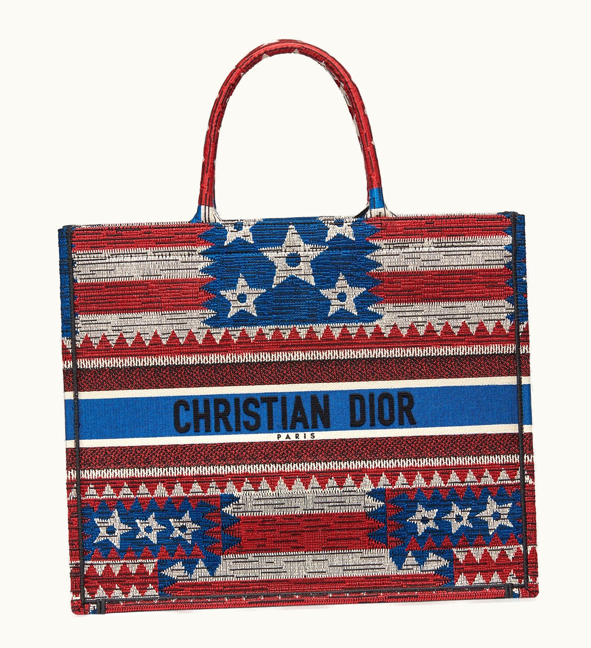 Dior Dior Book Tote Embroidered American Flag Red White Blue
