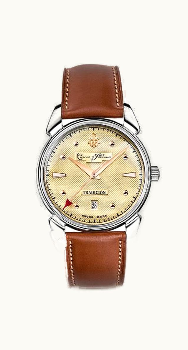 Cuervo y Sobrinos Historiador Tradición Stainless Steel / Salmon / Alligator