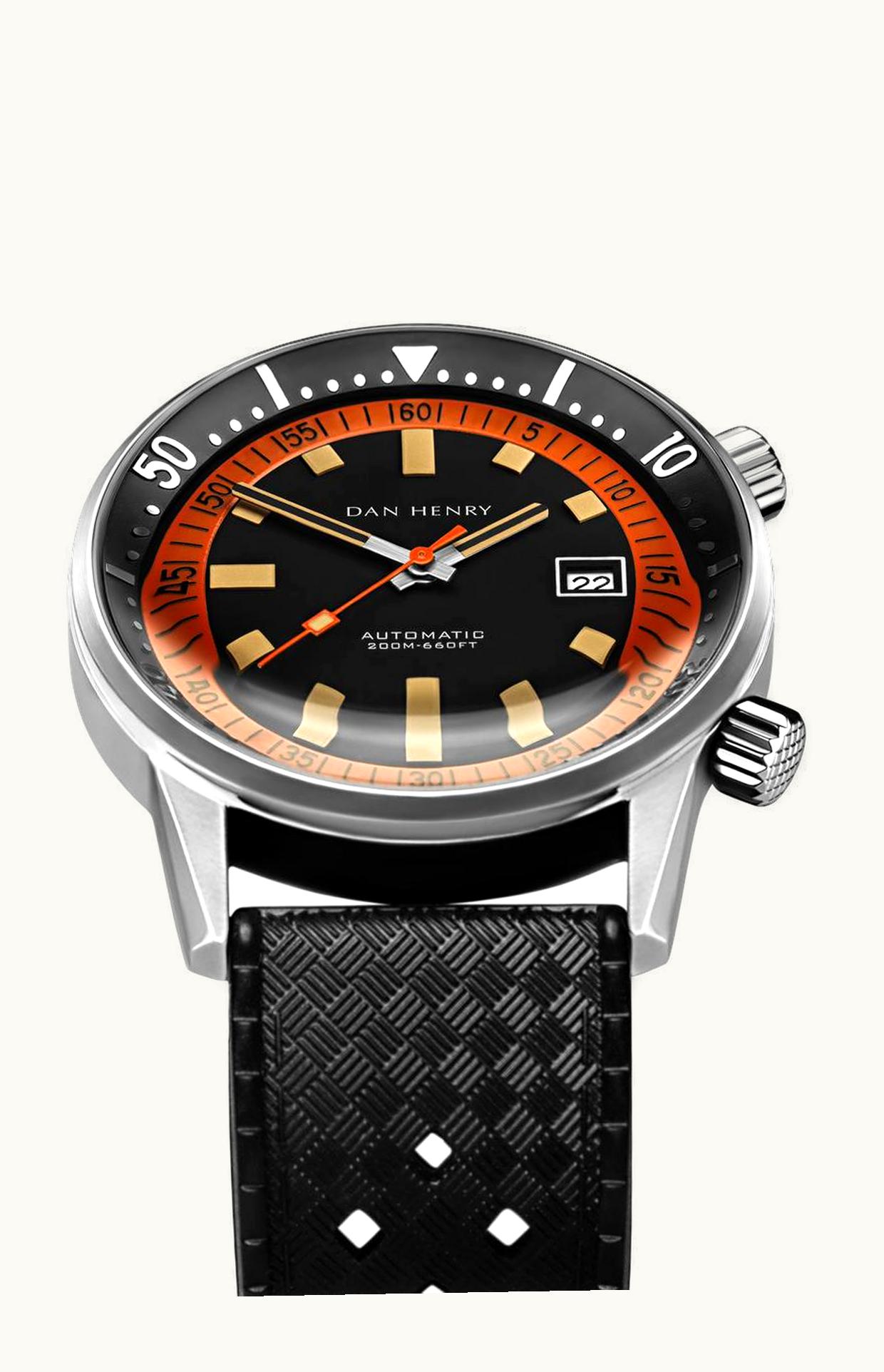 Dan Henry Dan Henry 1970 Automatic Diver 44 Black-Orange / Stainless Steel