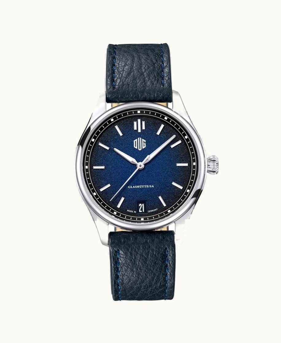 Deutsche Uhrenmanufaktur Glashütte Purist Typ 1 Datum Stainless Steel / Blue