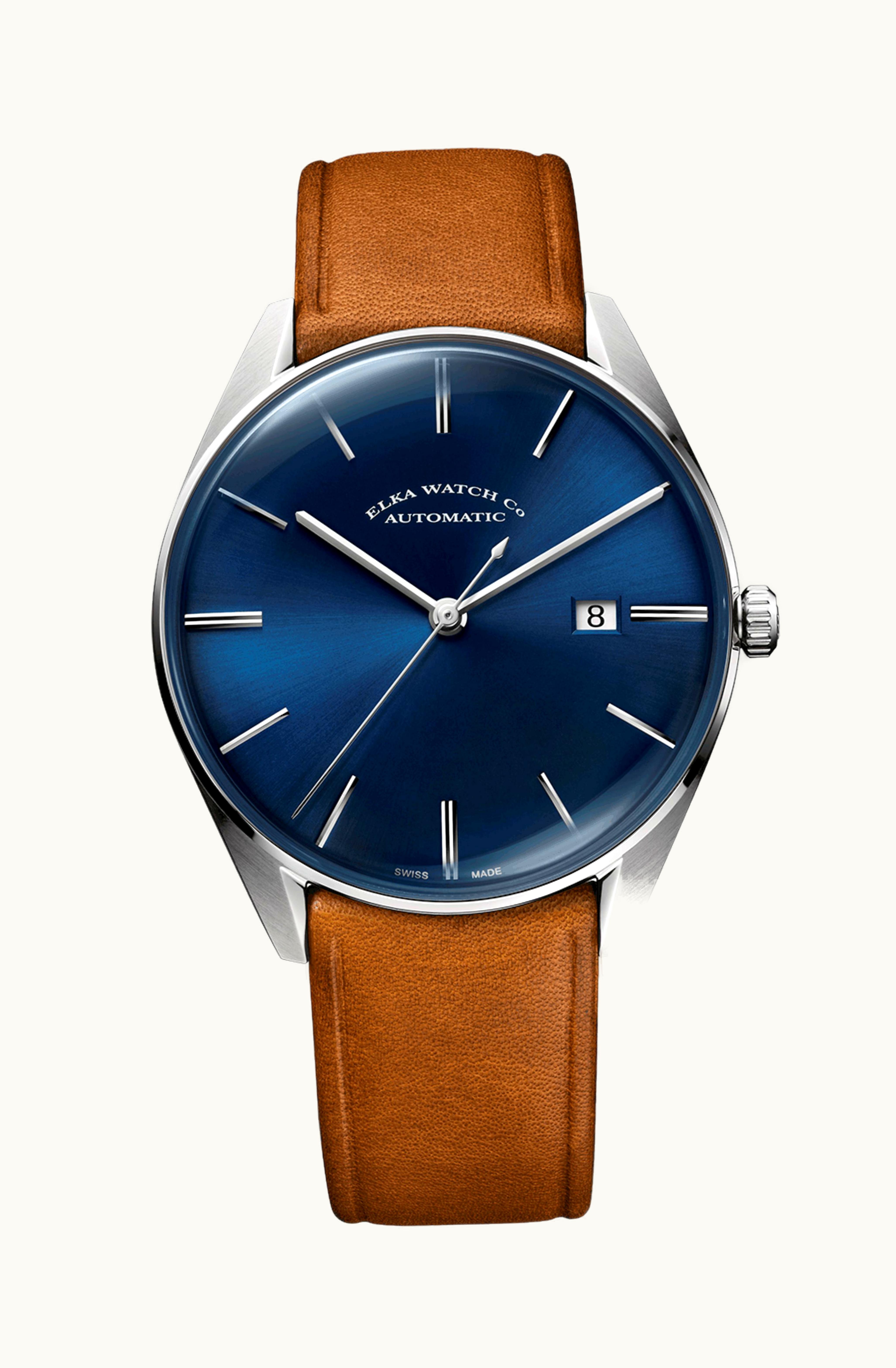 Elka Watch Co. D-Series Stainless Steel / Blue  / Leather