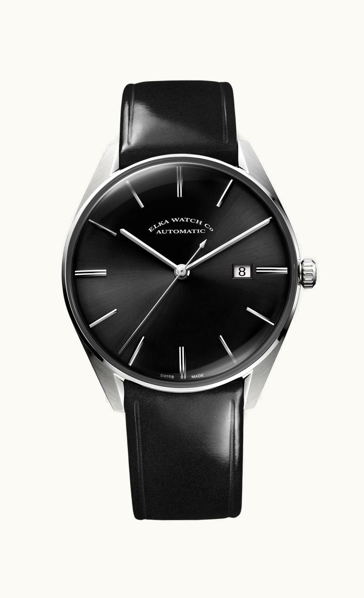 Elka Watch Co. D-Series Stainless Steel / Black / Leather