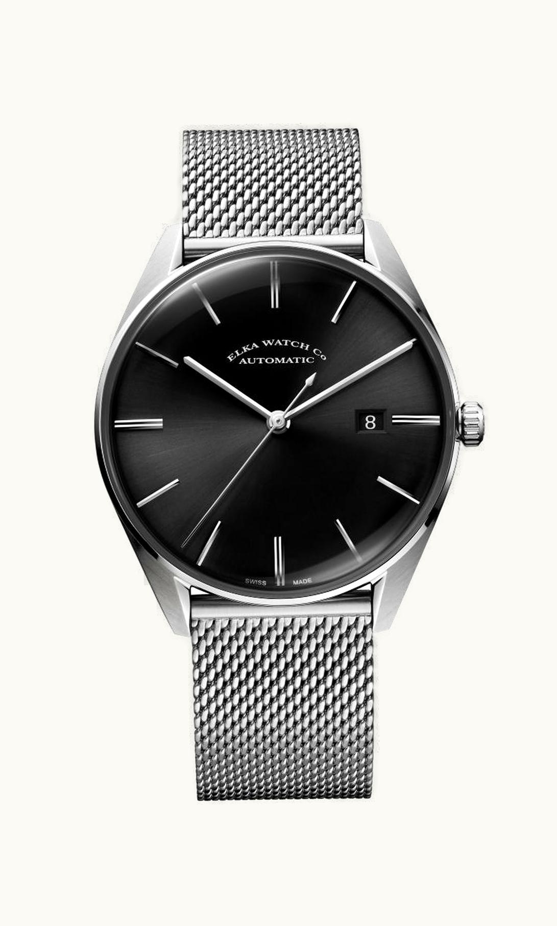 Elka Watch Co. D-Series Stainless Steel / Black / Milanese