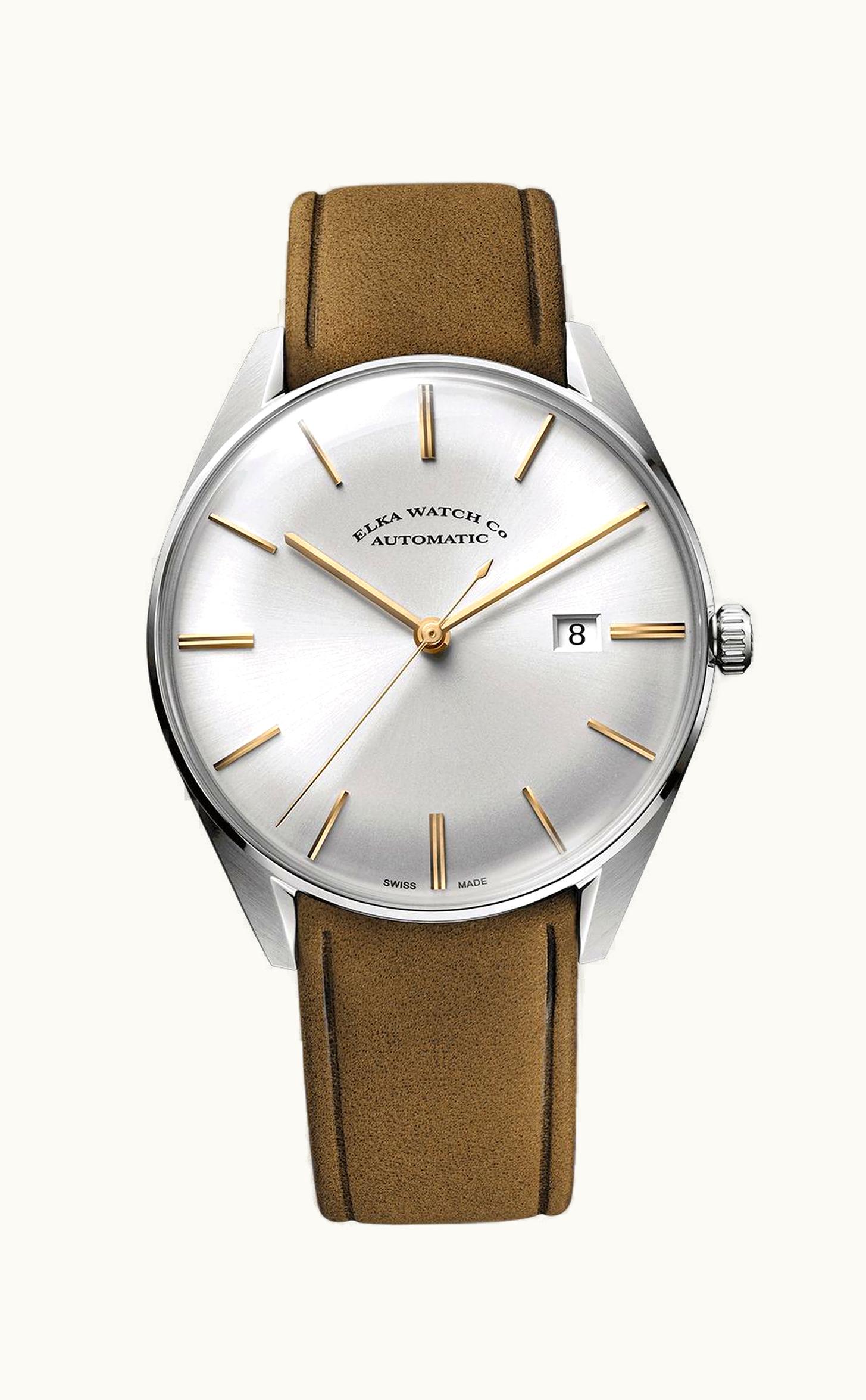 Elka Watch Co. D-Series Stainless Steel / Silver / Leather