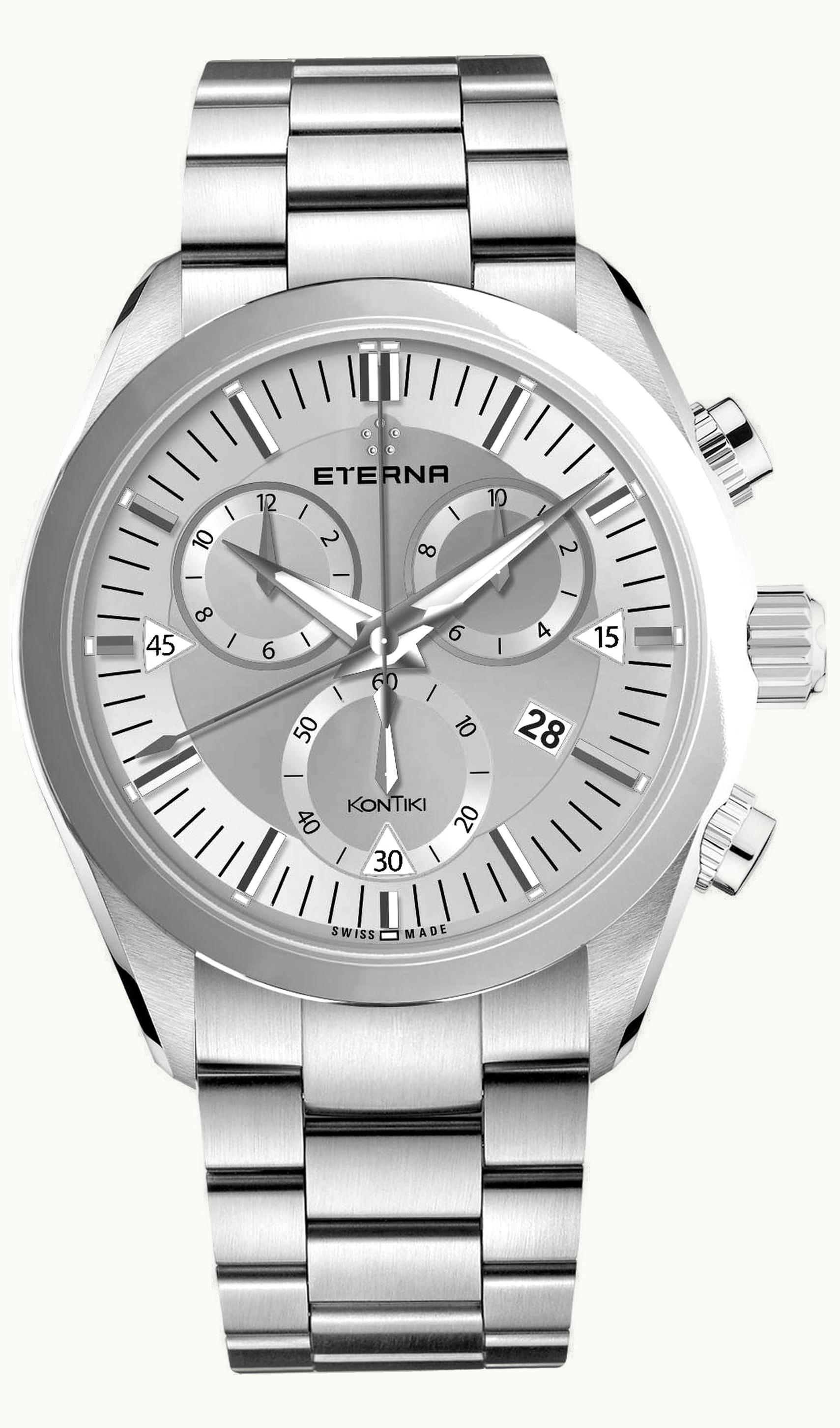Eterna KonTiki Quartz Chronograph Silver / Bracelet
