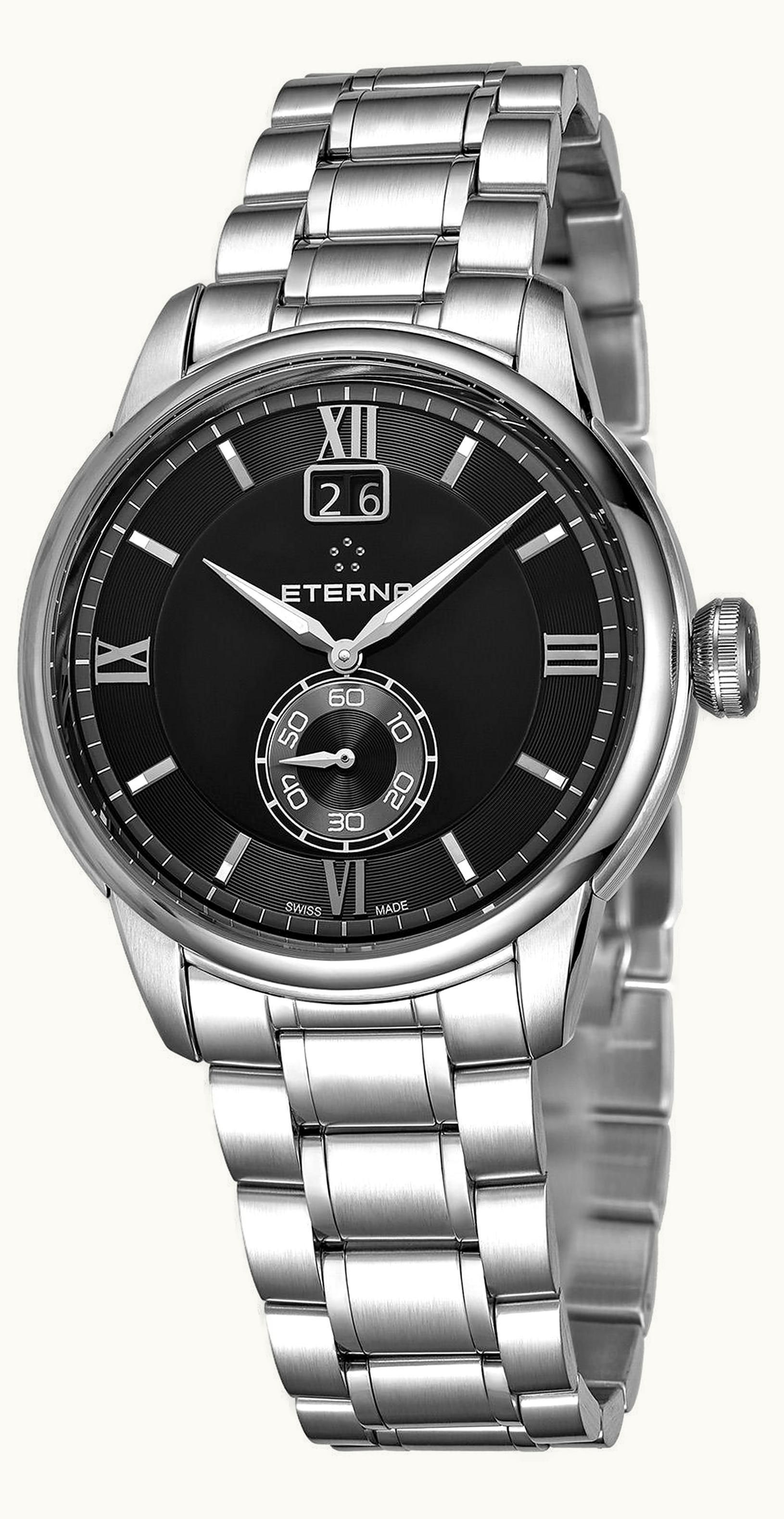 Eterna Adventic Quartz Big Date Black / Bracelet