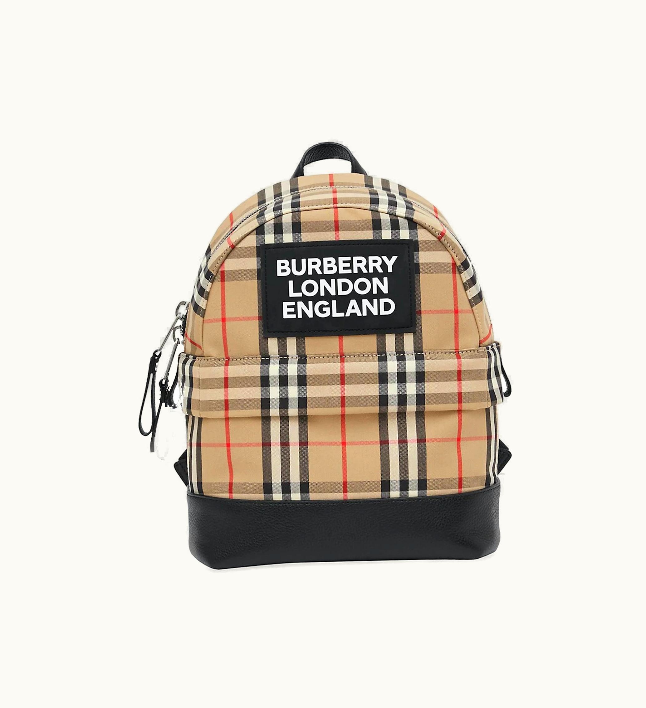 Burberry Burberry Small Nico Check Backpack Canvas Leather