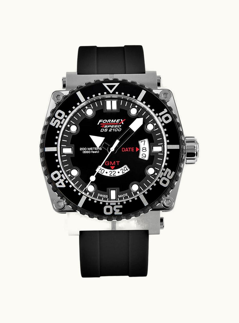 Formex Diver Quartz GMT Black / Rubber