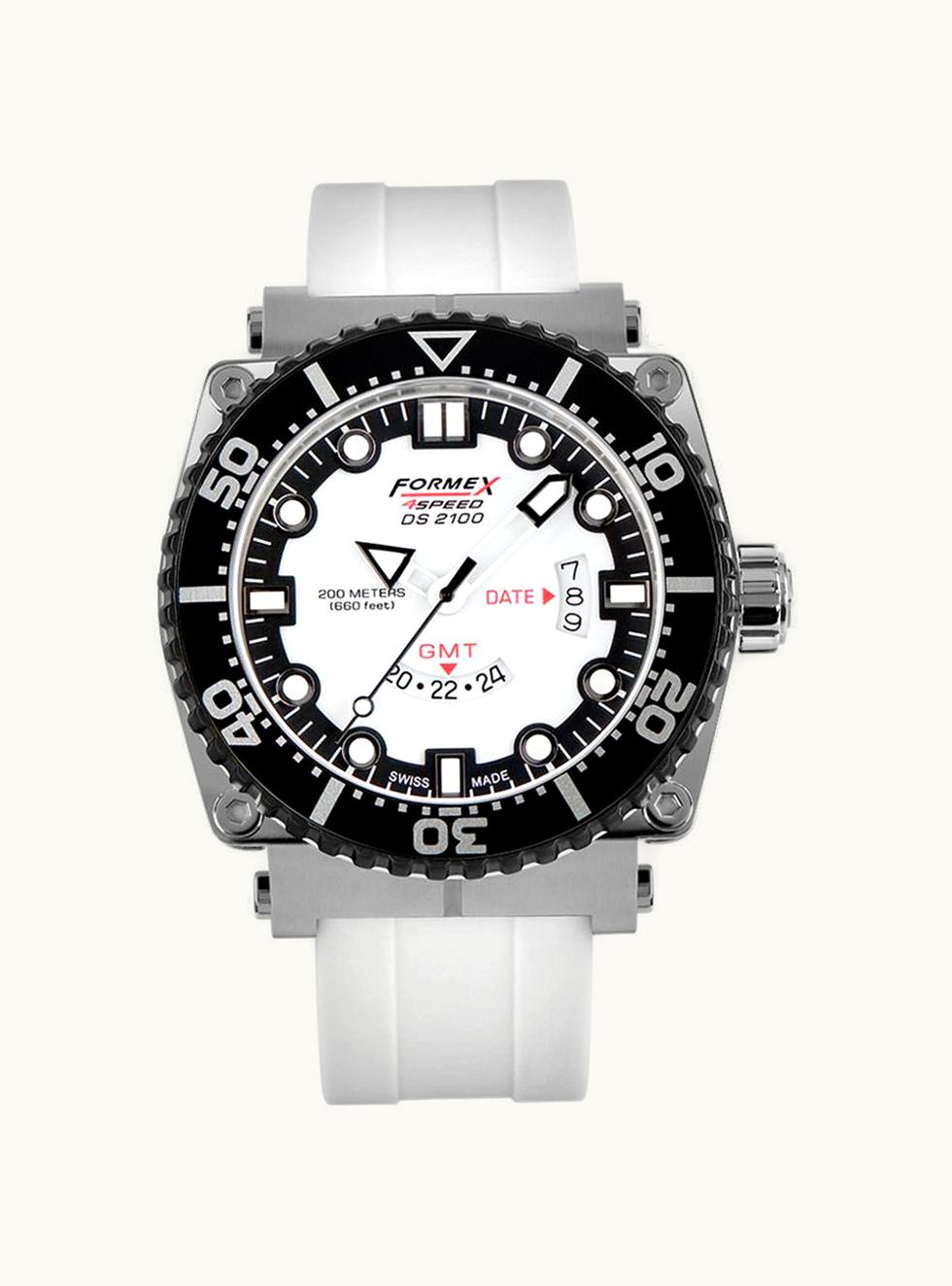 Formex Diver Quartz GMT White / Rubber