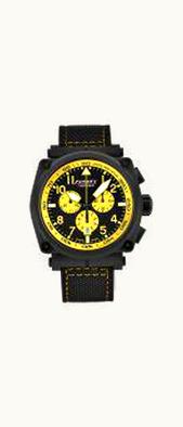 Formex Pilot Quartz Chronograph PVD / Black - Yellow / Calf