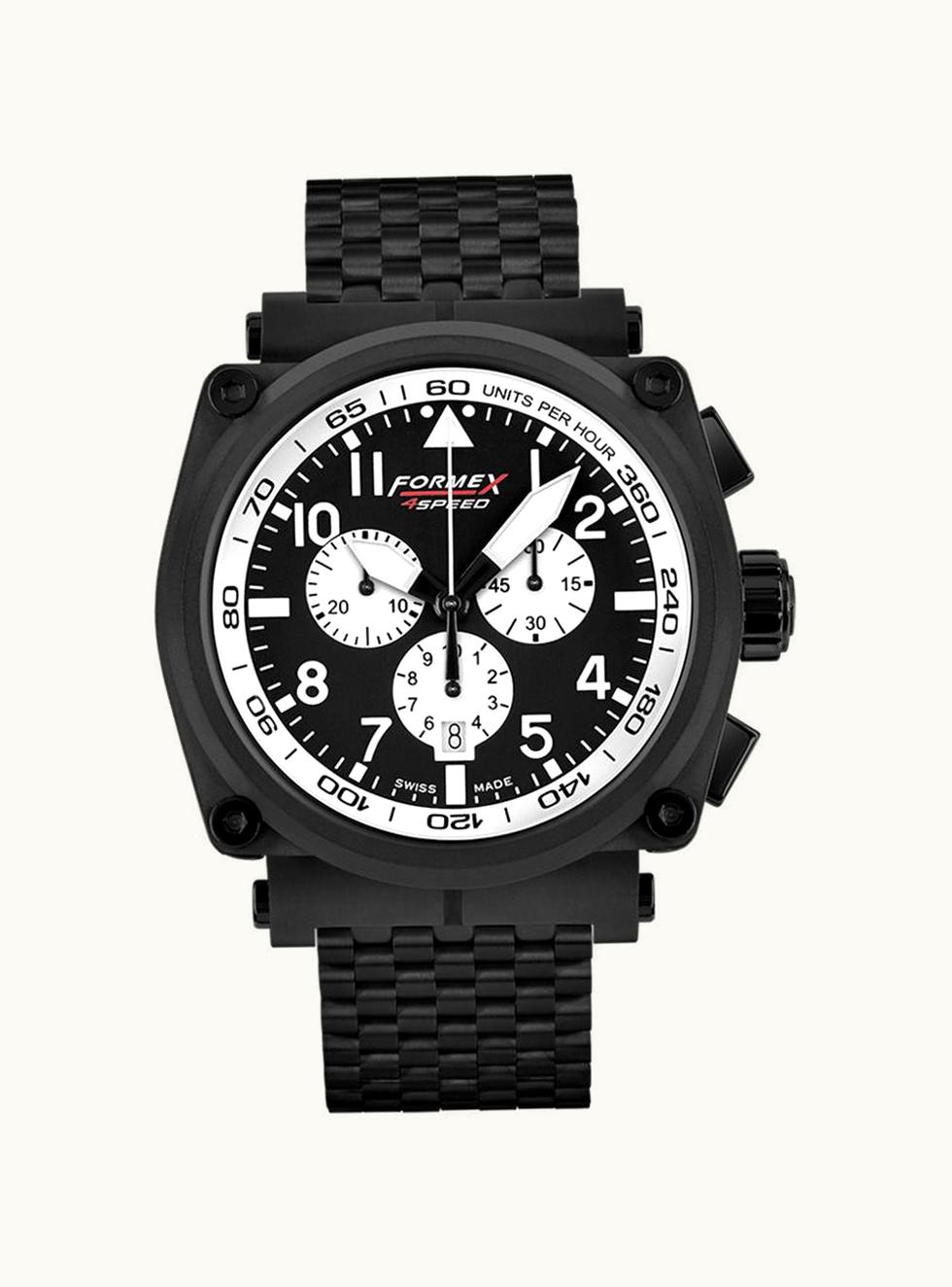 Formex Pilot Quartz Chronograph PVD / Black - White / Bracelet