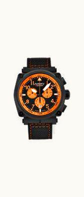 Formex Pilot Quartz Chronograph PVD / Black - Orange / Calf