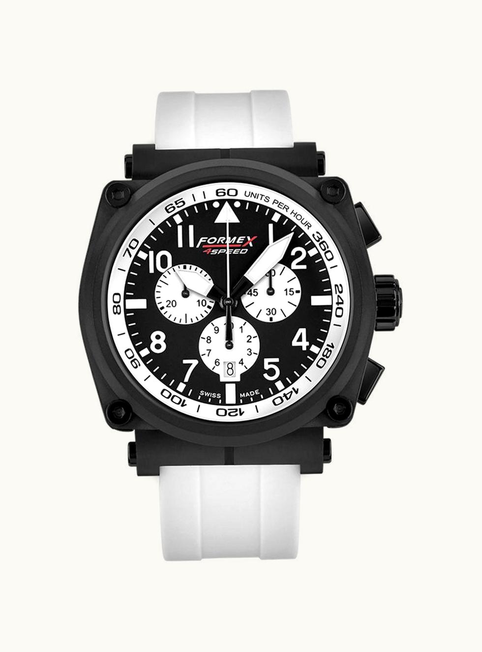 Formex Pilot Quartz Chronograph PVD / Black - White / Rubber