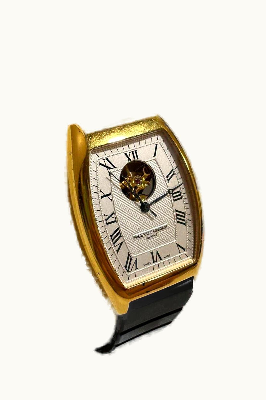 Frederique Constant Art Deco Tonneau Small Second Yellow Gold / Silver