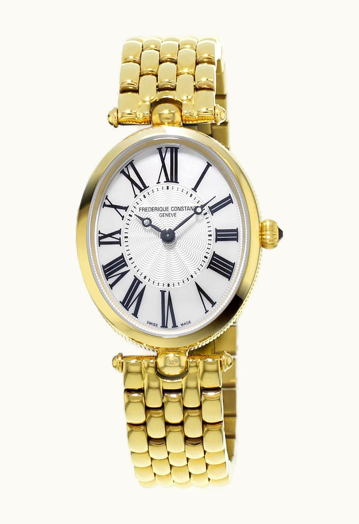Frederique Constant Art Deco Oval Yellow Gold / Silver / Bracelet