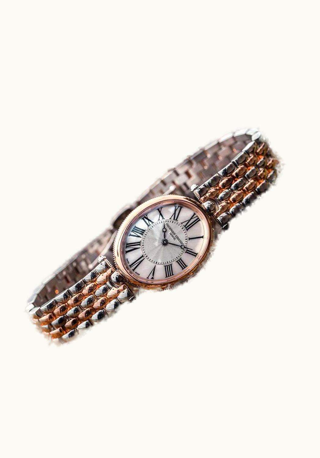 Frederique Constant Art Deco Oval Yellow Gold / Silver / Bracelet