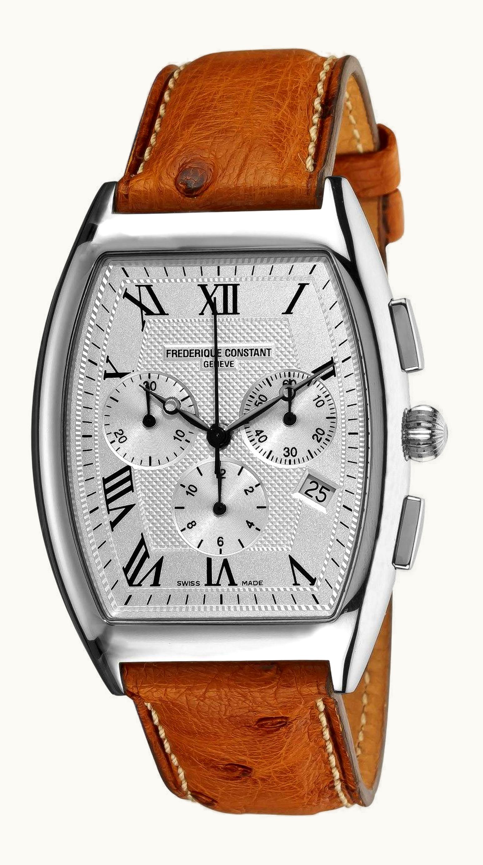 Frederique Constant Art Deco Tonneau Chrono Quartz Stainless Steel / Silver