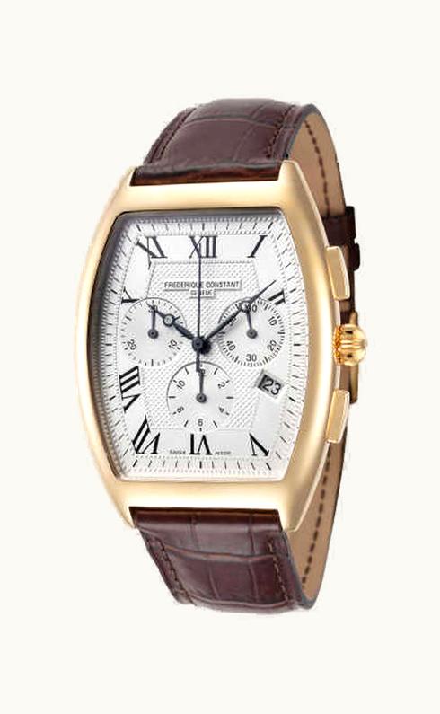 Frederique Constant Art Deco Tonneau Chrono Quartz Yellow Gold / Silver