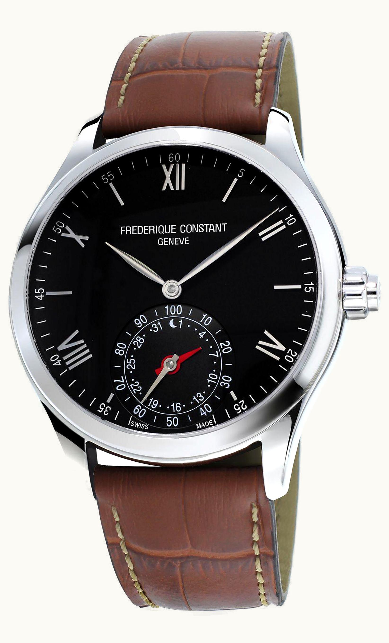 Frederique Constant Horological Smartwatch Black Dial / Leather Strap