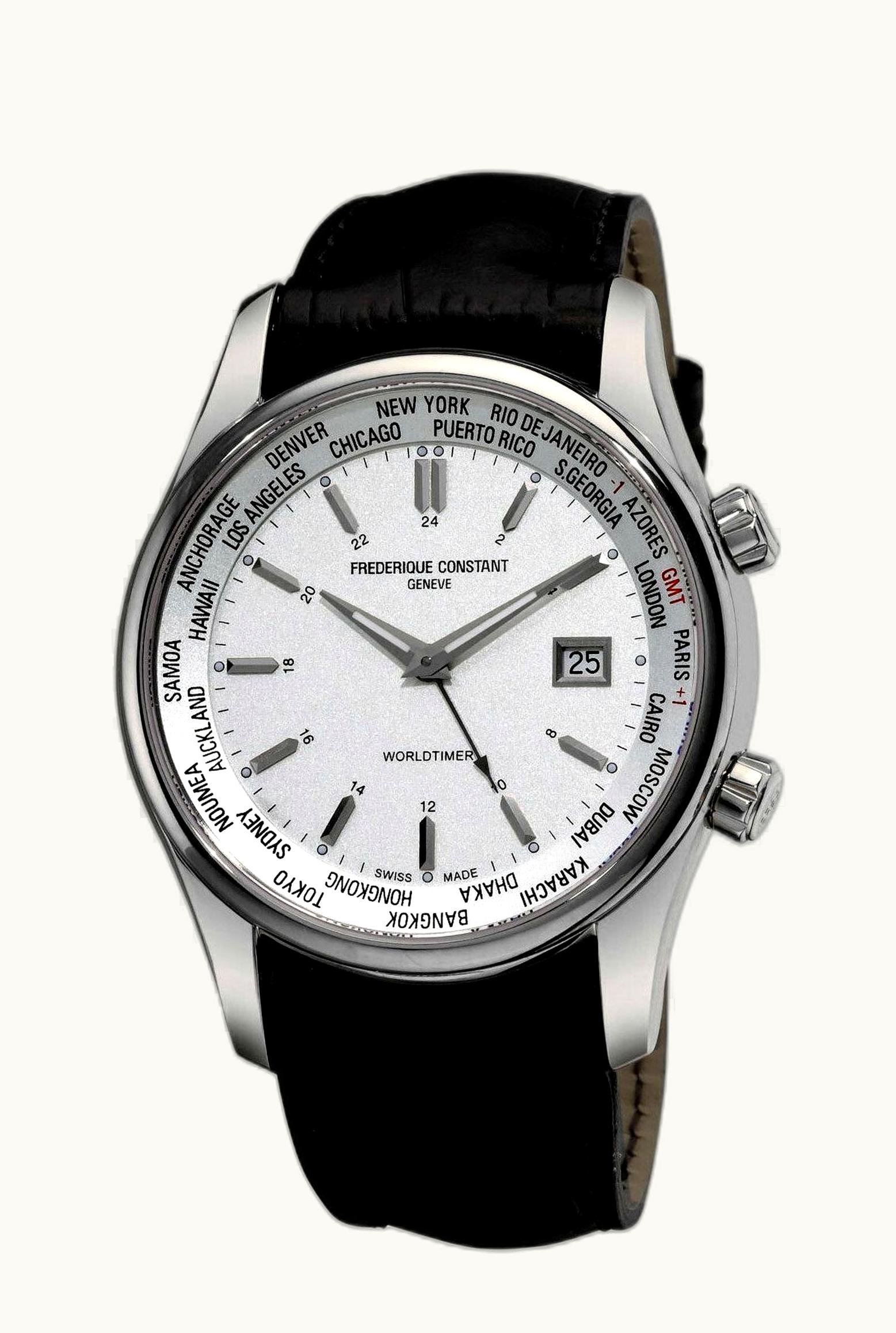 Frederique Constant Index Worldtimer Quartz Rose Gold / Silver