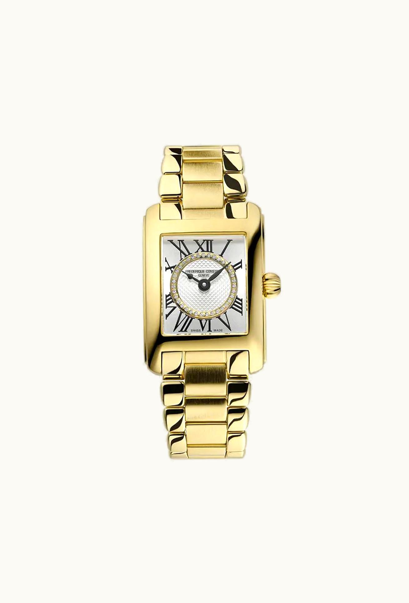 Frederique Constant Carree Ladies Yellow Gold / Brown
