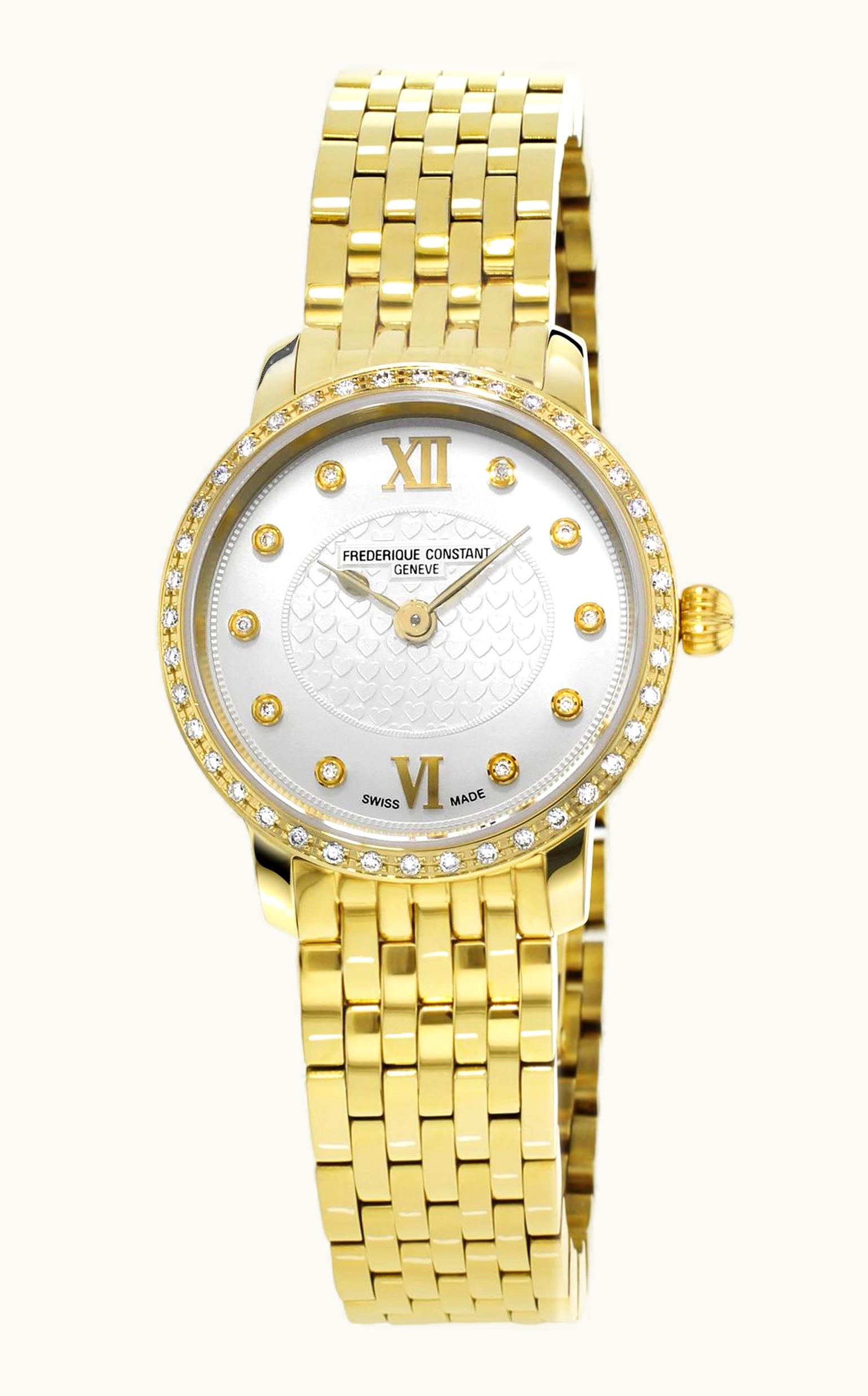 Frederique Constant Slimline Mini Yellow Gold - Diamond / Silver / Bracelet