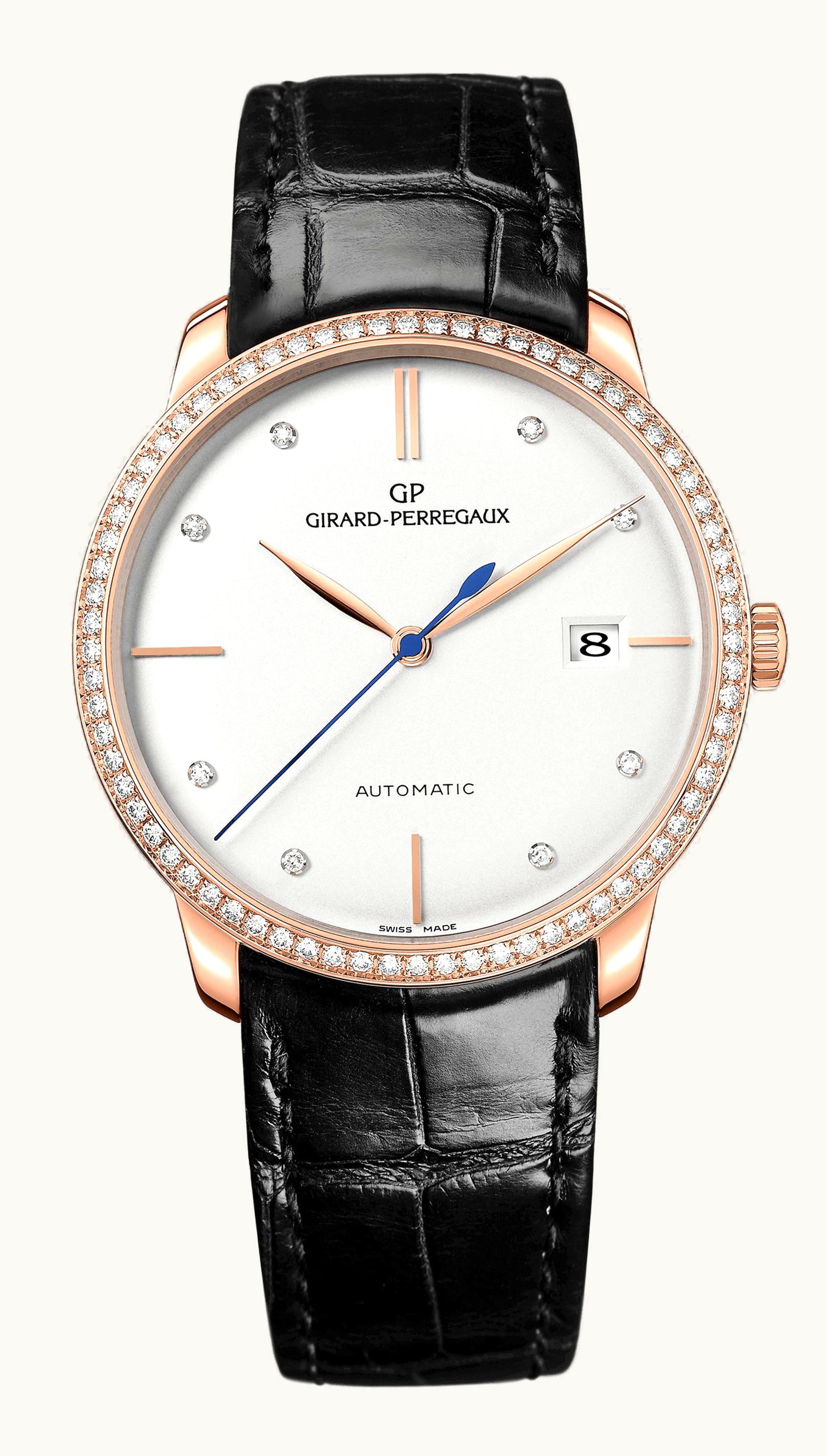 Girard-Perregaux 1966 38 Pink Gold Black / Diamond / Silver / Alligator