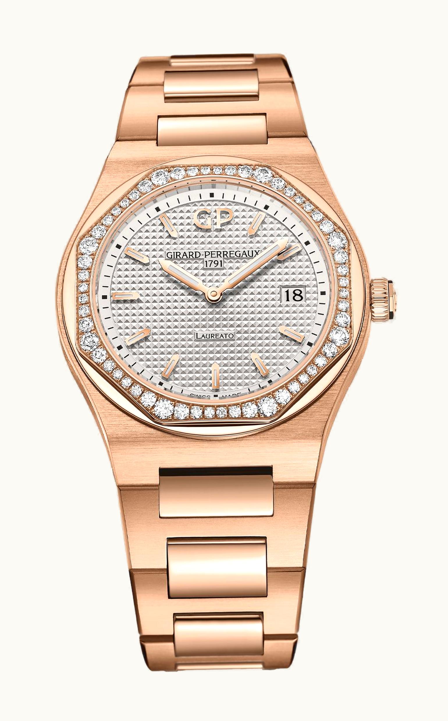 Girard-Perregaux Laureato 34 Quartz Pink Gold / Diamond / Silver